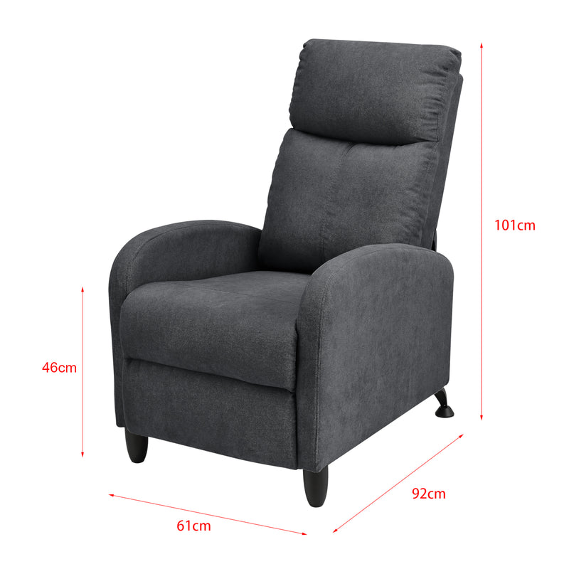 Måttskiss Relax fåtölj Cleo stoppad sitshöjd46cm metall svart justerbar rygg [en.casa] välj modell