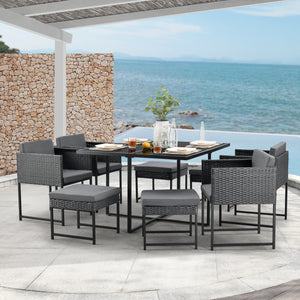 Loungeset Tarragona plats för 8 personer konstrotting [en.casa]® välj modell