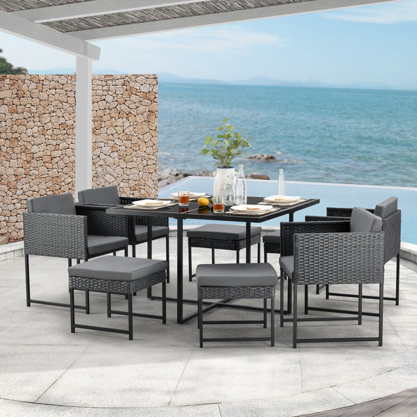Loungeset Tarragona plats för 8 personer konstrotting [en.casa]® välj modell