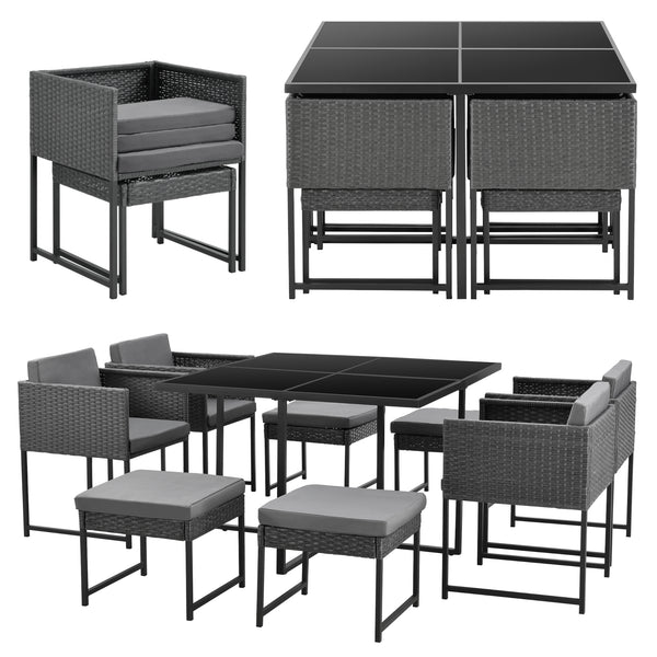 Loungeset Tarragona plats för 8 personer konstrotting [en.casa]® välj modell