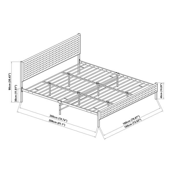 Metallbädd Linköping med rektangulärt huvudgavel och madrass [en.casa]
