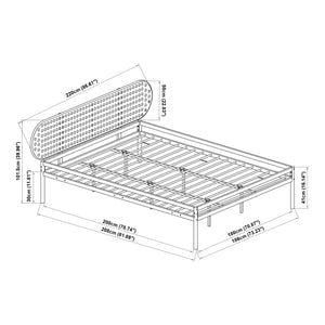 Metallbädd Linköping med ovalt huvudgavel och madrass [en.casa]