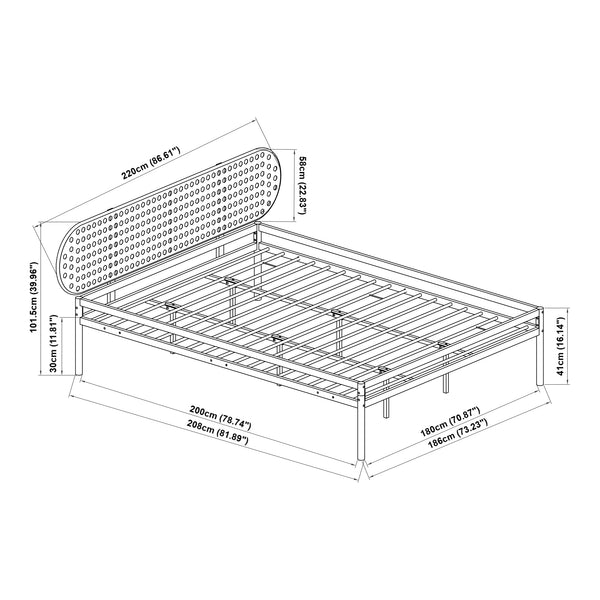Metallbädd Linköping med ovalt huvudgavel och madrass [en.casa]