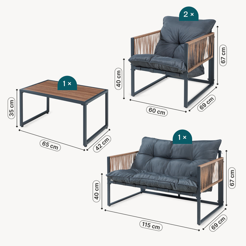 Måttskiss Loungeset Karg 4-del. [casa.pro]