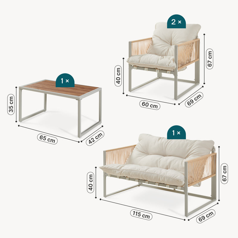 Måttskiss Loungeset Karg 4-del. [casa.pro]