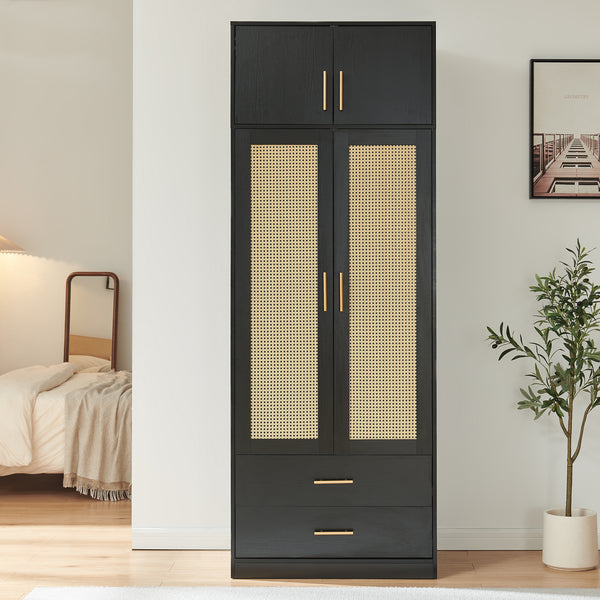 Klädeskåp Larundi 216x80x52 cm med 4 dörrar [en.casa]