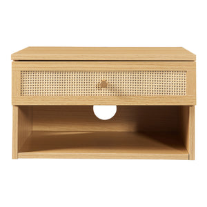 Väggmonterad hylla Eiker med låda 40x32x23 cm rottingutseende [en.casa]