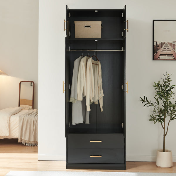 Klädeskåp Larundi 216x80x52 cm med 4 dörrar [en.casa]