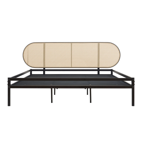 Metallbädd Linköping med ovalt huvudgavel och madrass [en.casa]