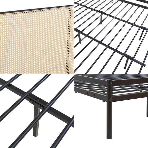 Metallbädd Linköping med ovalt huvudgavel och madrass [en.casa]