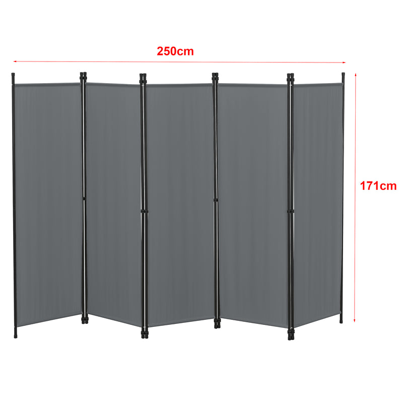 Måttskiss Rumsavdelare Huesca 5-delad 250x171 cm olika färger en.casa