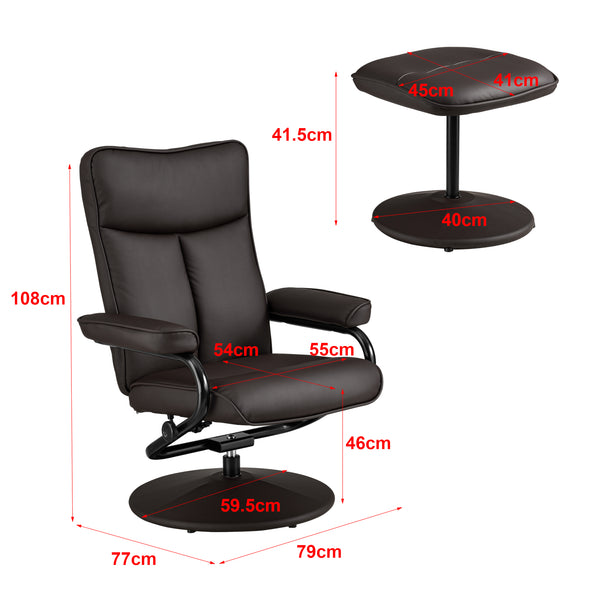 Relax fåtölj Lohja med fotpall ställbart ryggstöd 108x79x77cm metall [en.casa] välj modell