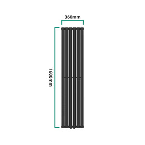 Design rörradiator Nore svart 160x36cm dubbelt lager 1198W [neu.haus]