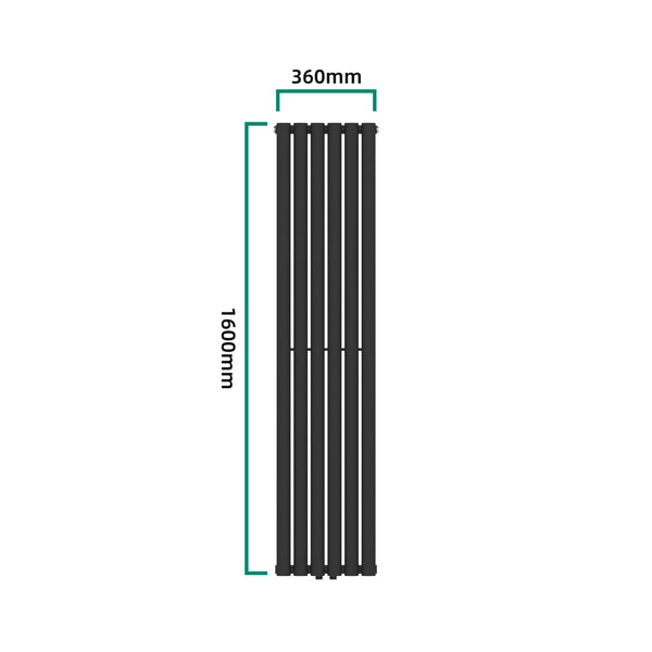 Design rörradiator Nore svart 160x36cm dubbelt lager 1198W [neu.haus]