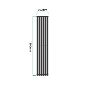 Designrörsradiator Nore Black 180x36cm Enkelt lager 707W [neu.haus]