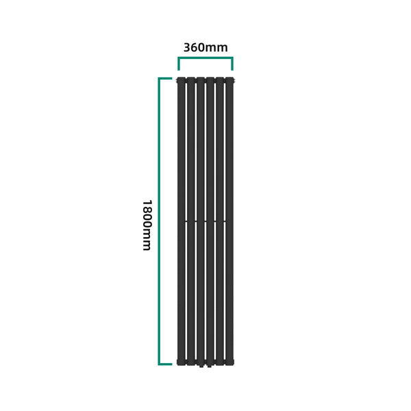 Designrörsradiator Nore Black 180x36cm Enkelt lager 707W [neu.haus]