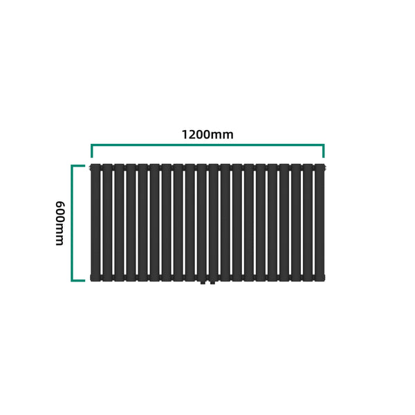 Designrörsradiator Nore Black 60x120cm Enkelt lager 857W [neu.haus]