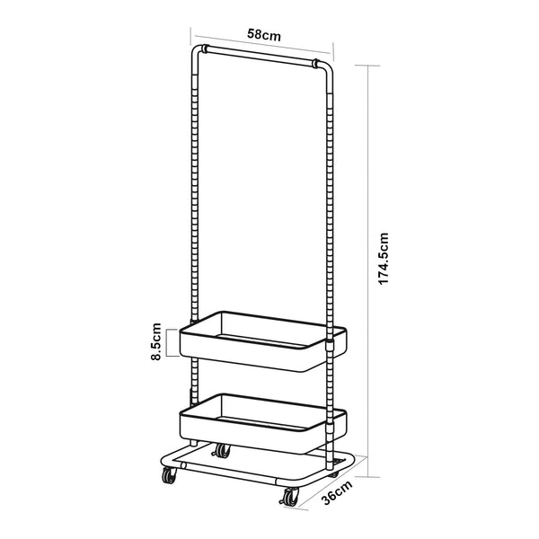 Klädställning Kumad på hjul 174,5x58x36 cm [en.casa]