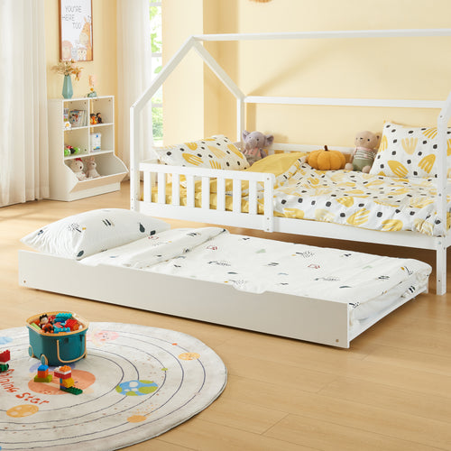 Utdragbar säng Ydre 197x94x22 cm Vit [en.casa] - premiumXL