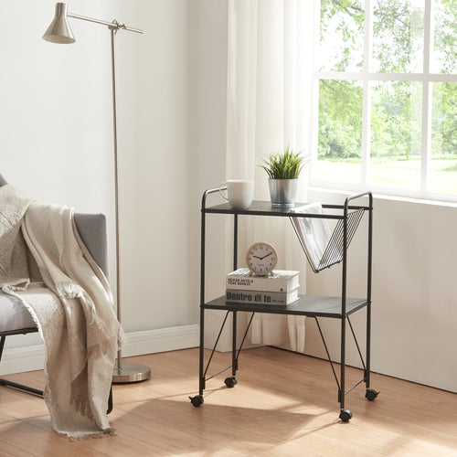 Serveringsvagn Austrheim 73x50x33cm Svart [en.casa] - premiumXL