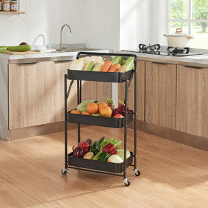 Vagn Vörå med 3 nivåer 88x45x30cm svart [en.casa]