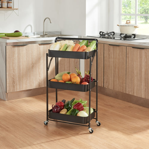 Vagn Vörå med 3 nivåer 88x45x30cm svart [en.casa]