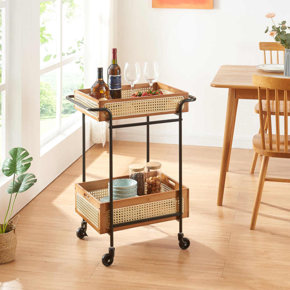 Serveringsvagn Tervola 81x61x39 cm rottinglook [en.casa] - premiumXL