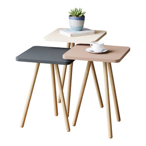 Satsbord Hobro i 3-delars set Kvadratiskt 49x34x34 cm [en.casa]