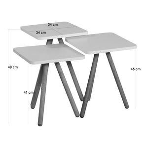 Satsbord Hobro i 3-delars set Kvadratiskt 49x34x34 cm [en.casa]