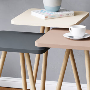 Satsbord Hobro i 3-delars set Kvadratiskt 49x34x34 cm [en.casa]
