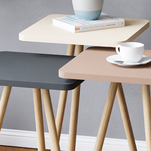 Satsbord Hobro i 3-delars set Kvadratiskt 49x34x34 cm [en.casa]