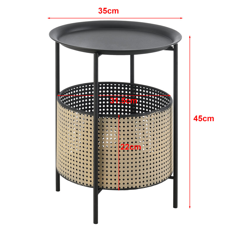 Måttskiss Soffbord Beaumont metall svart sandfärg [en.casa] välj modell