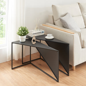Satsbord Kungsör 2-set Metall Svart [en.casa] - premiumXL
