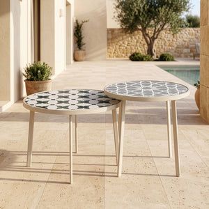 Utomhusbord Faeto 2-del. Glasplatta Champagne [casa.pro]