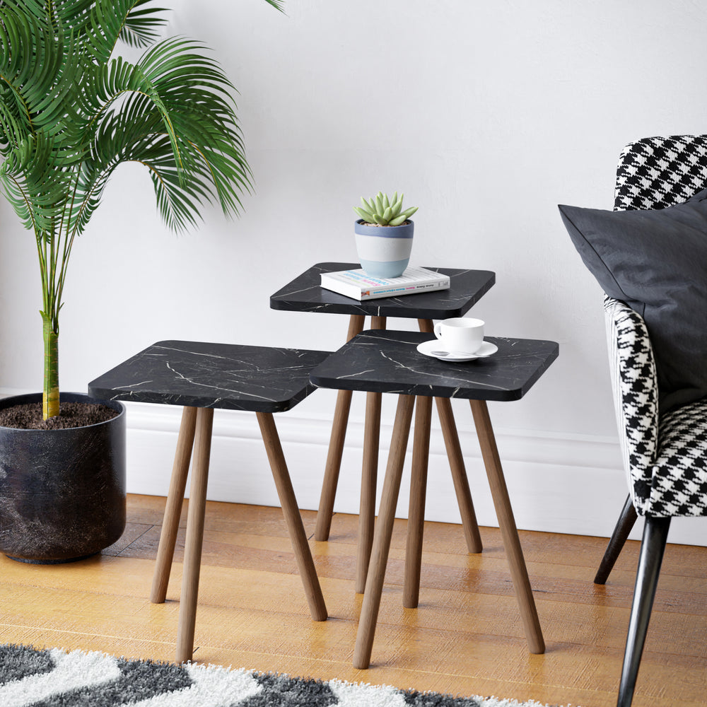 Satsbord Hobro i 3-delars set Kvadratisk 49x34x34 cm [en.casa] - premiumXL