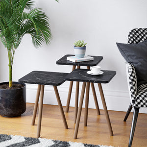 Satsbord Hobro i 3-delars set Kvadratisk 49x34x34 cm [en.casa] - premiumXL