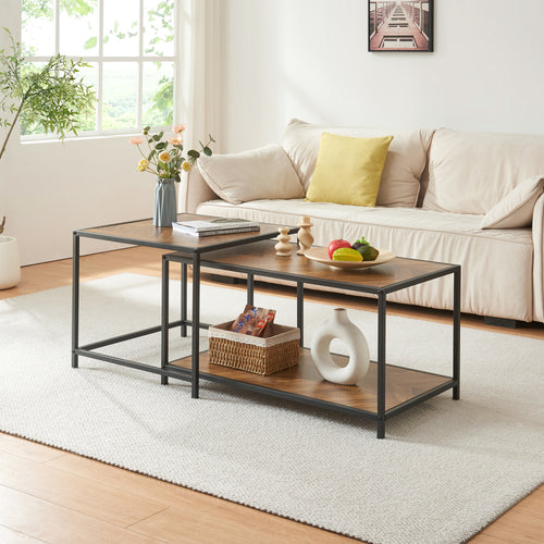 Sidobord Kurghore 2 - delars Svart/Eklook, mörk [en.casa] - premiumXL