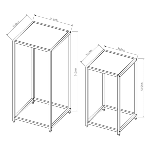 Satstbord Åseral set om 2 stål 54,5x30x30 cm [en.casa] välj modell