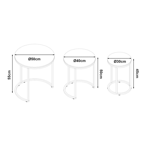 Sattsbord Bornholm i 3-pack i olika färger [en.casa]