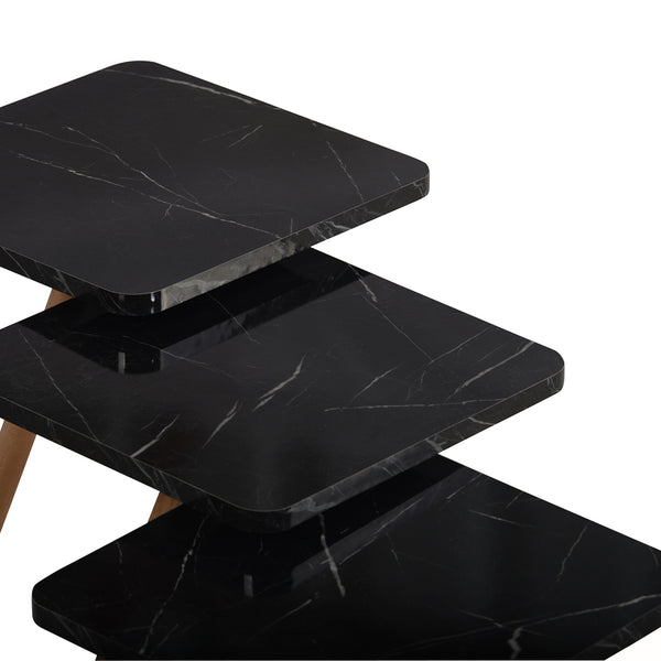 Satsbord Hobro i 3-delars set Kvadratiskt 49x34x34 cm [en.casa]