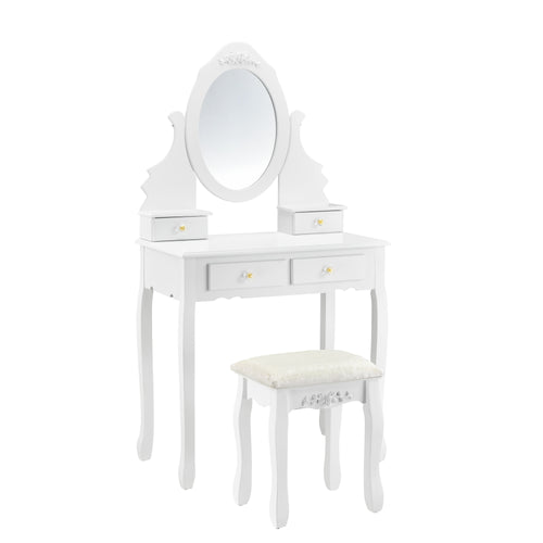 Sminkbord Limerick med spegel + pall en.casa - premiumXL