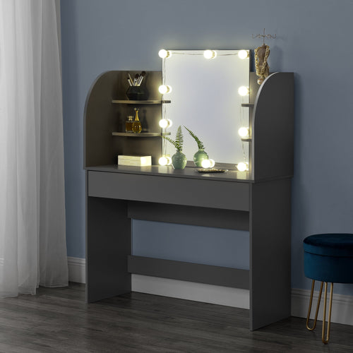 Toalettbord Köla med spegel och LED sminkbord [en.casa] välj modell