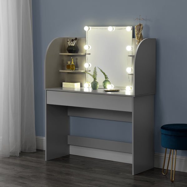 Toalettbord Köla med spegel och LED sminkbord [en.casa] välj modell
