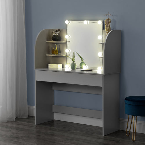 Toalettbord Köla med spegel och LED sminkbord [en.casa] välj modell