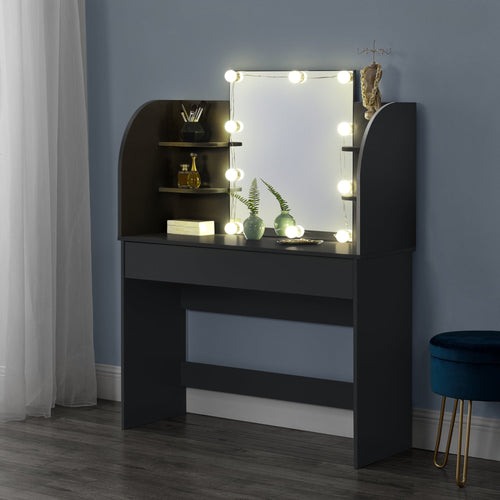 Toalettbord Köla med spegel och LED sminkbord [en.casa] välj modell