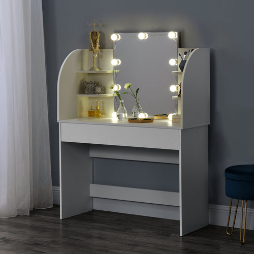 Toalettbord Köla med spegel och LED sminkbord [en.casa] välj modell