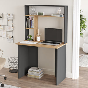 Skrivbord Tópisa med hylla 149x90x52 cm [en.casa]