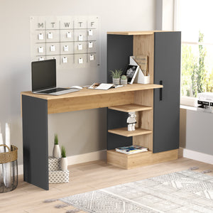 Skrivbord med skåp Varhalo 120x153x40 cm eklook/antracit [en.casa] - premiumXL
