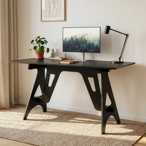 Skrivbord Bostenenna 120x60x75 cm Svart med trästruktur [en.casa]