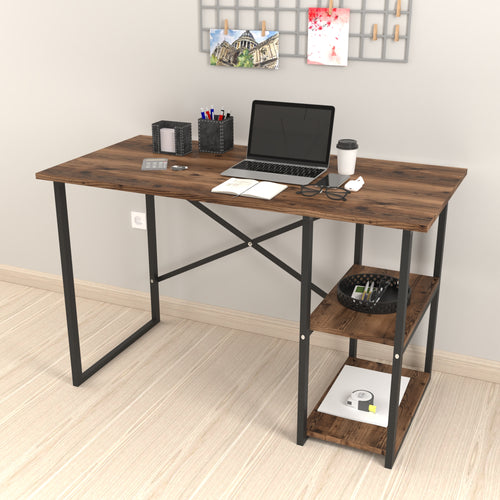 Skrivbord Nittedal med hylla 120x60x75cm i olika färger [en.casa] - premiumXL